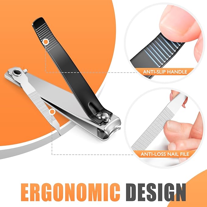 DRMODE Finger Nail Clippers Adult - 8 Pack Nail Clippers Set for Men Women with Nail File, Sharp Stainless Steel Fingernail & Toenail Clippers Curved Cutter Trimmer