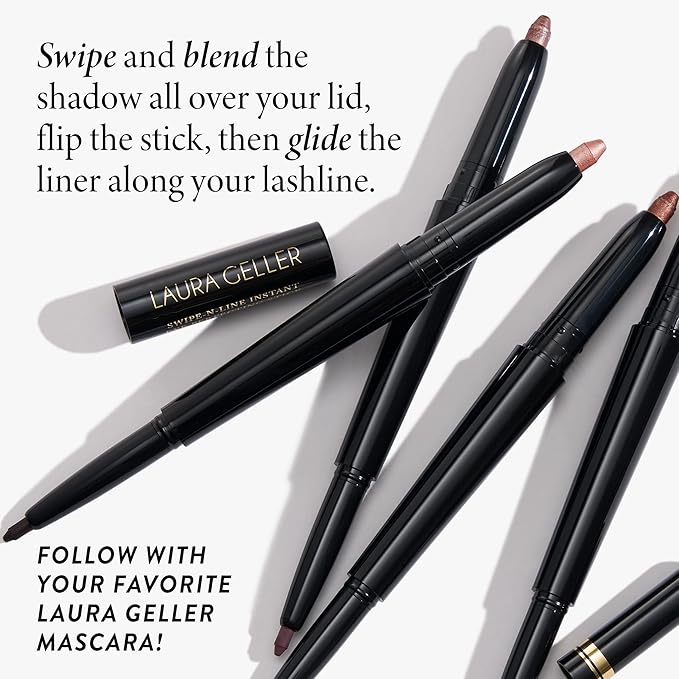 LAURA GELLER NEW YORK Swipe-n-Line Dual-Ended Eyeshadow + Eyeliner - Smokey (Charcoal/Shimmery Gray) - Cream Eyeshadow & Smooth Glide Eyeliner - Waterproof & Crease-free Color