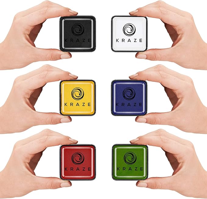 Kraze FX 6 Primary Colors Face Paint Set (Black, White, Red, Blue, Green, Yellow) - 25 gm each, Hypoallergenic, Non-Toxic, Water Activated Professional Face & Body Painting Makeup, Combo Value Pack