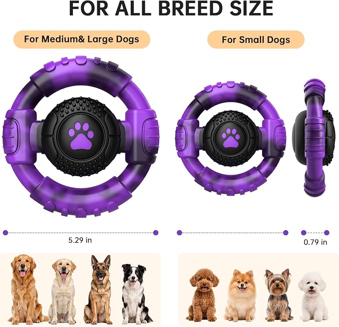 Pamlulu Small Dog Chew Toy, Tough Squeaky Puppy Chew for Small Breeds, Rubber and Nylon Design, Indoor and Outdoor Play, Birthday Gift