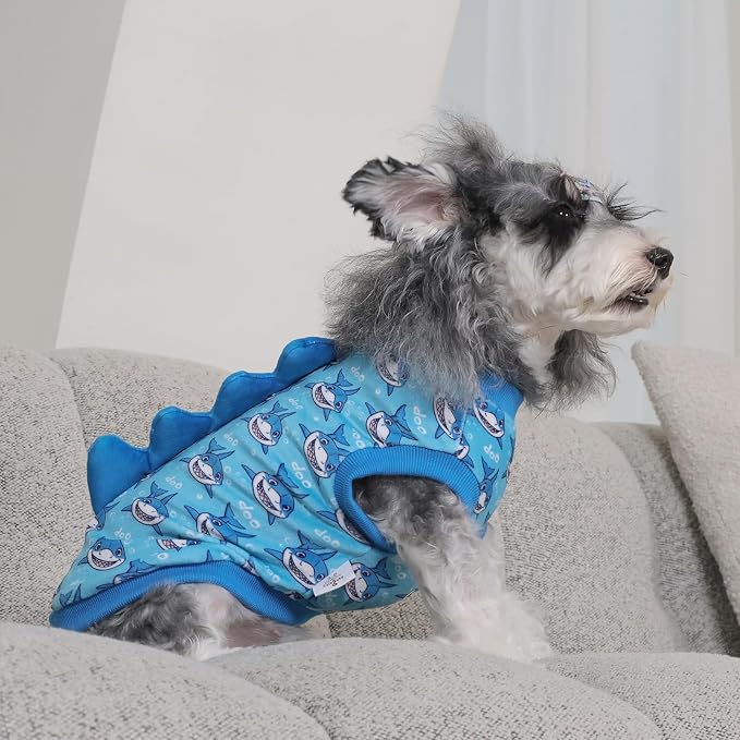 CuteBone Dinosaur Costume Dog Shirt, Stretchy Velvet T-Shirt Clothes for Small Dogs, Soft & Breathable Pet Tee Outfit Cat Apparel for Daily Wear, Cozy Pullover Design Puppy Fashion COSBX04L