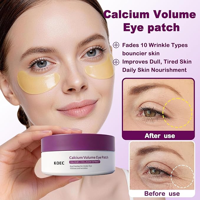 Calcium Volume Multi Balm Stick + Under Eye patch 60ea + Calcium Eye Ceam, Collagen Boosting, Wrinkle Smoothing, Firming & Eye Hollow Plumping Eye Treatment,Hydrating, Anti-Aging & Travel Friendly