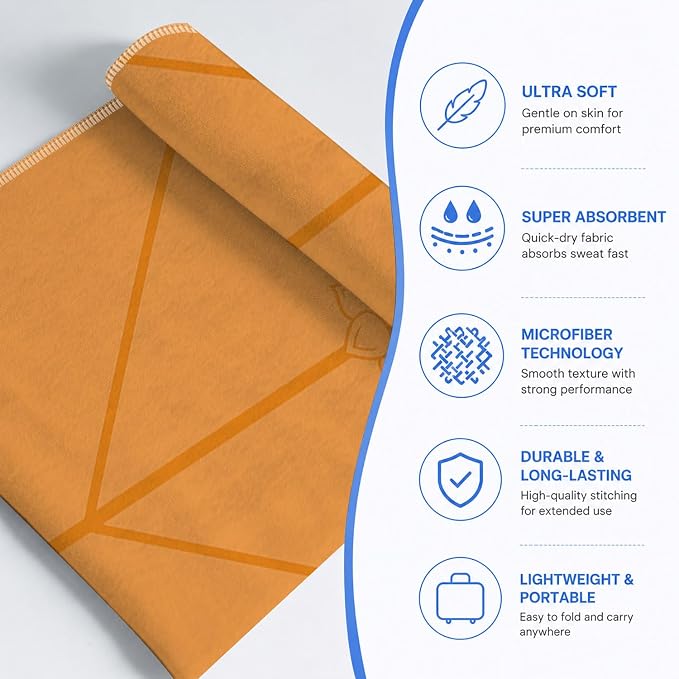Yoga Mat Towel, Hot Yoga Non Slip with 4 Corner Pockets, 70 x 26 in | Soft Absorbent Microfiber With Four Corner Pockets, Fits Over Yoga Mats For Hot Yoga, Pilates, Gym, And Travel