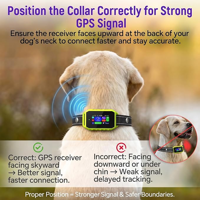 GPS Wireless Dog Fence & Remote Training Collar, Free APP Control, No Subscription Fee, Adjustable GPS Boundary, Green, Dogs 10-120 lbs