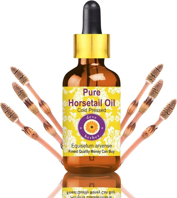 Deve Herbes Horsetail Oil (Equisetum arvense) with Glass Dropper | Cold Pressed | Pure | for Diluting Essential Oils | Hair, Skin & Massage | Non-Sticky | Lightweight | Unisex | 15ml (0.50 oz)