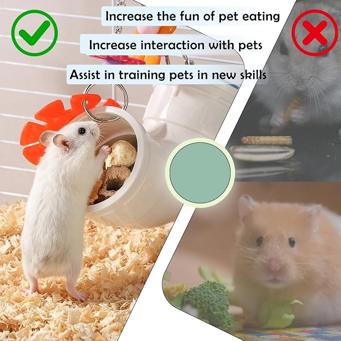 2pcs Rat Enrichment Foraging Toys Interactive Hide Treats Dispenser with Wide Opening Hanging Slow Feeder Cage Accessories for Mice Guinea Pigs Hamsters