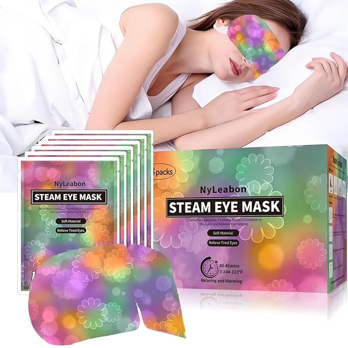 Steam Eye Mask, 48 Packs Unscented Heated Compress Eye Mask for Dry Eyes, Disposable Self Heating Sleeping Warm Eye Patch Help for Dark Circles, Puffy Eyes, Relief Stress Eye Fatigue(New)