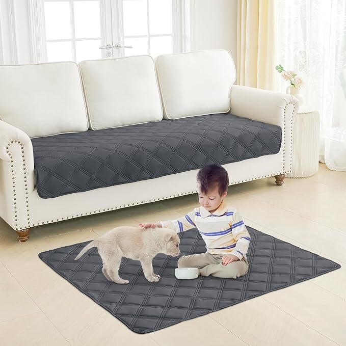 Smiry Waterproof Dog Bed Cover, Reversible Pet Blanket for Sofa Couch | Soft Washable Dog Blanket, Leakproof Couch Cover for Dogs Cats & Furniture Protection, 30x70, Dark Grey/Dark Grey