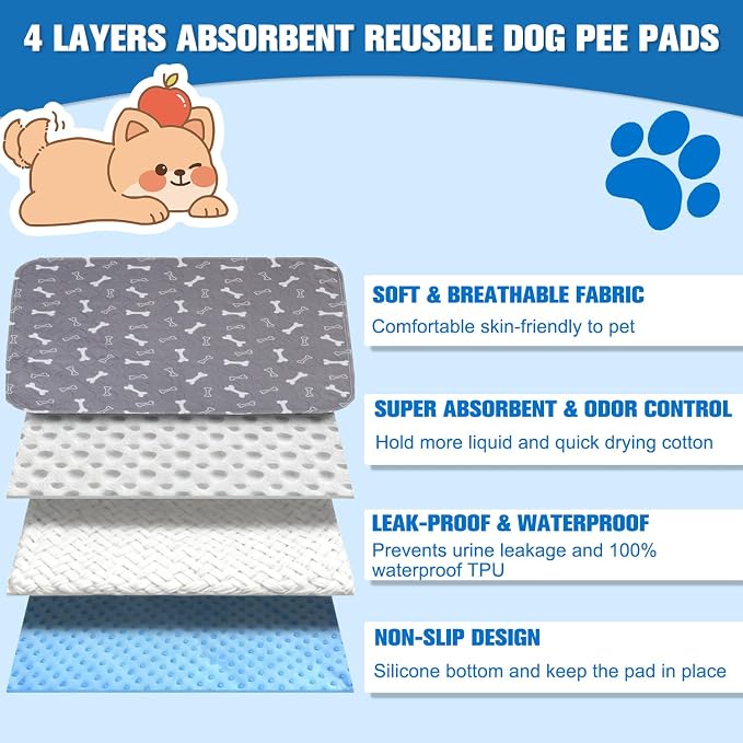 Pee Mats with Pheromones, Durable Leak-Proof & Anti-Slip Pet Training Mats for Dogs Indoor Use (Large：28" × 32")