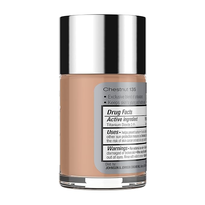 Neutrogena Healthy Skin Liquid Makeup Foundation with Broad Spectrum SPF 20 Sunscreen, Medium Coverage Foundation with Nourishing Pro-Vitamin B5, Chestnut 135, 1 fl. oz