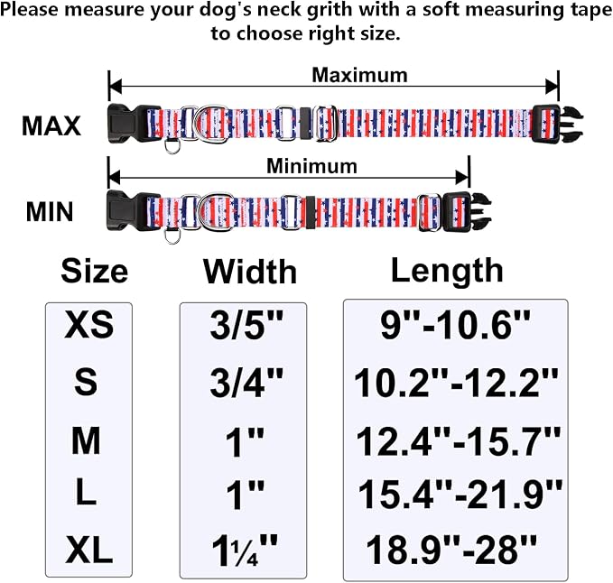 American Flag Martingale Dog Collar 4th of July Patriotic, Large