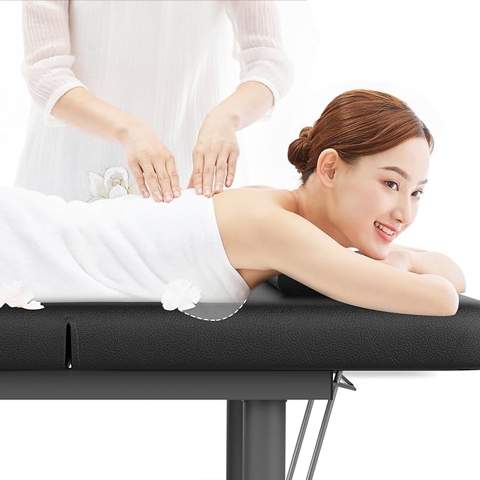 Professional Stationary Massage Table with Adjustable Backrest, PU Leather, Removable Headrest, Metal Frame, Heavy-Duty Spa Bed | Physical Therapy Facial Salon Tattoo Bed - 31.5'' W x 75'' L
