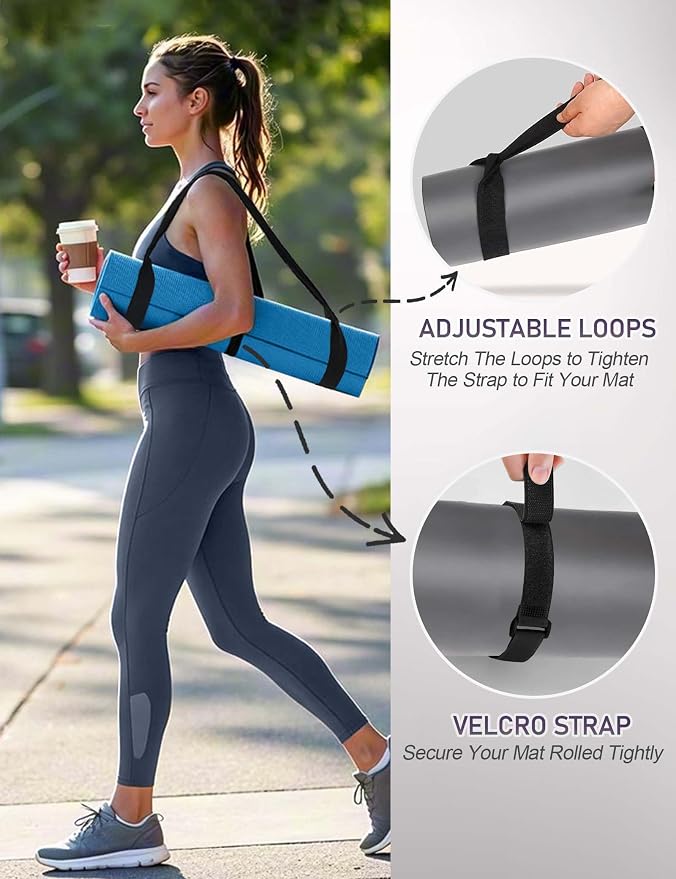 Yoga Mat Carrier Strap - Adjustable Thick and Wide Strap for Carrying Mat or Stretching
