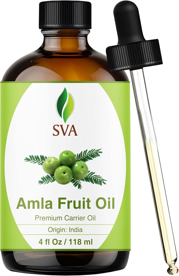 SVA Amla Oil 4oz (118ml) Premium Carrier Oil with Dropper for Hair Care, Hair Oiling, Scalp Massage, & Skin Care