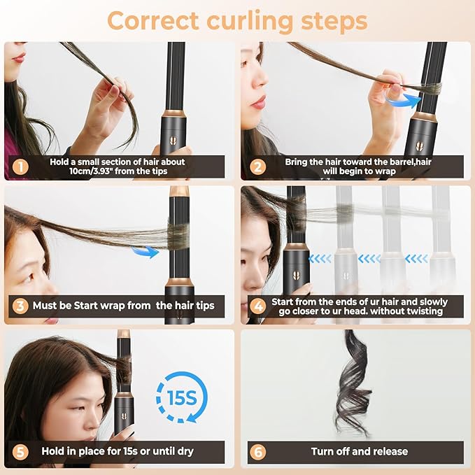 Blow Dryer Brush 7 in ONE，Autowrap Curling Wand, 110,000 RPM High-Speed Negative Ionic Hair Dryer with Diffuser Concentrator, Round Brush Blow Dryer Air Styler, Volumizing Hair Styling Tools
