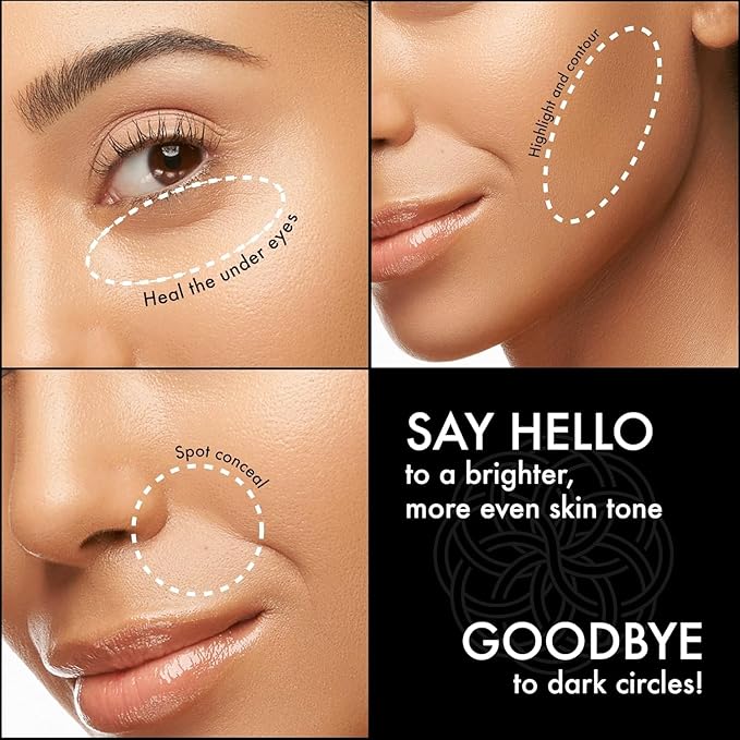 YENSA Skin On Skin BB + CC Full Coverage Concealer - Color Correcting Serum Concealer - Creaseless & Brightening Formula with Hyaluronic Acid & Superfood Complex - Medium Golden (0.34 Fl oz)