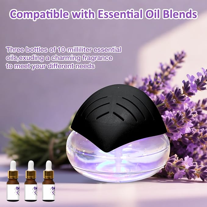 Water Air Purifiers for Home, Air Washer Aroma Diffuser, Air Filter Washer Humidifier, Essential Oils Aroma Fresher with LED Night Light for Office, Bedroom,Air Cleaner for Smoke and Pets(Black)