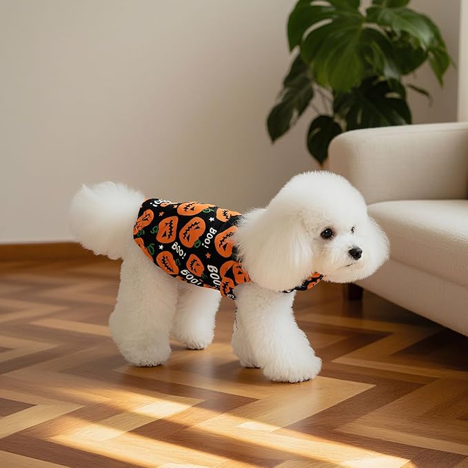 Halloween Cat Sweater Warm Fleece Pet Clothes for Cats Only | Soft Cat Vest Puppy Hoodie Coat, Fall Cold Winter Sweatshirt Pullover Clothing also for Small Dogs, Pumpkin L