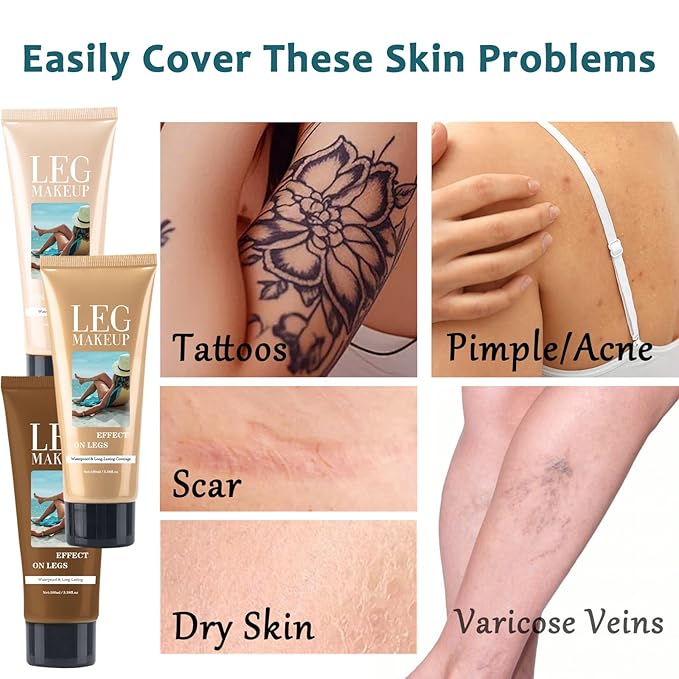 Leg Makeup Waterproof No Transfer - Body Concealer Makeup for Leg - Tattoo Cover up Make Up Long Lasting - Scar Coverage Body Foundation for All Skin (#02 Medium)