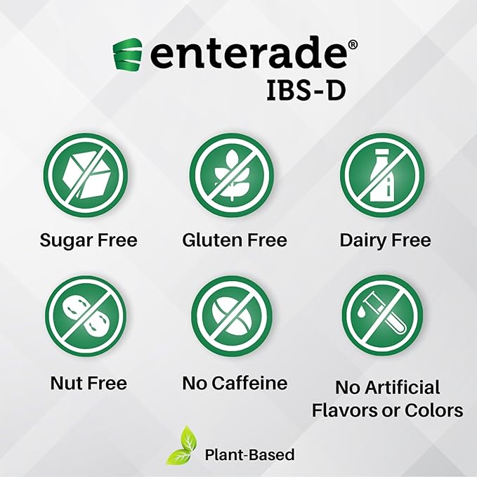 enterade IBS-D Beverage for IBS Relief of Symptoms from Irritable Bowel Syndrome with Diarrhea (IBS-D), Mixed Berry (12 Bottles, 8oz Each)