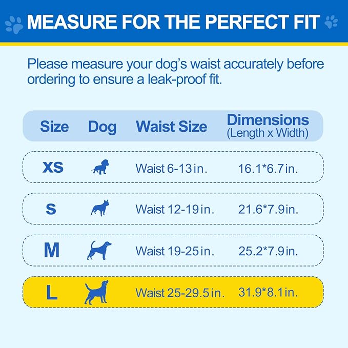 Wowflash 100 Count Dog Belly Bands for Male Dogs, Male Dog Diapers Disposable, Leakproof Dog Wraps with Wetness Indicator, Breathable Quick-Dry, Secure Fit for Doggy Puppy Training, Large