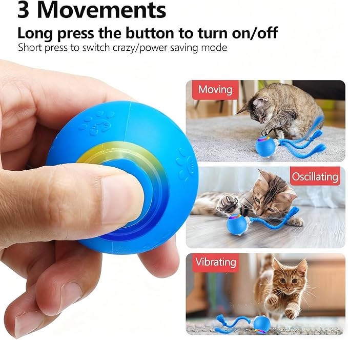 Speed 2.0 Tail Interactive Cat Toys, Rechargeable Ball for Indoor Cats
