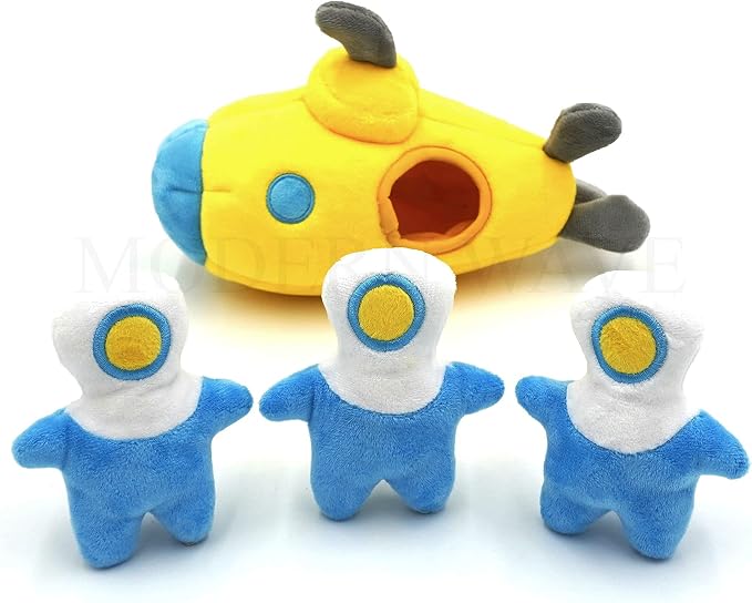 MODERN WAVE - Interactive Squeaky Plush Hide and Seek Squirrel Type Puzzle Toy for Dogs, Medium Size (Submarine and Divers)