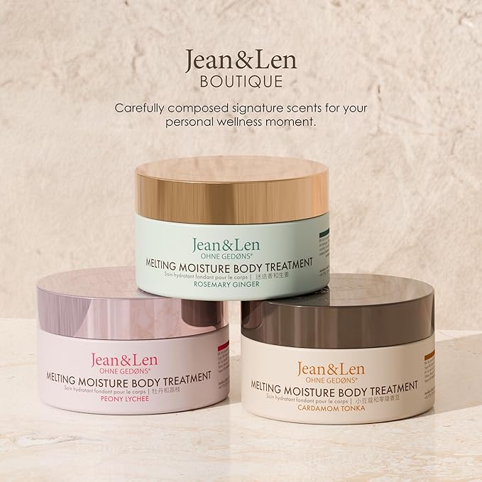 Jean & Len Melting Moisture Body Treatment Cardamom & Tonka, for a fragrant care result, for normal skin, nourishing body butter, without parabens & silicones, vegan, 6.76 Fl. Oz.