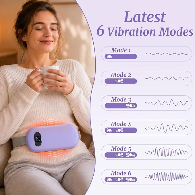 Portable Heating Pad for Cramps Upgraded Cordless Electric Period Heat Pad for Back Menstrual Belt 6 Heat 6 Massage Mode Gifts for Women Girl Her Girlfriend