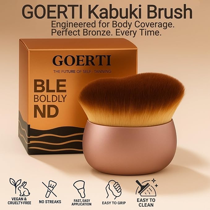 Self Tanner Brush – Extra Large Kabuki Applicator for Self Tanning, Sunless Tanning & Body Foundation | Streak-Free Arc Design for Flawless Full Coverage on Legs, Arms, Back, Chest, Face & Feet
