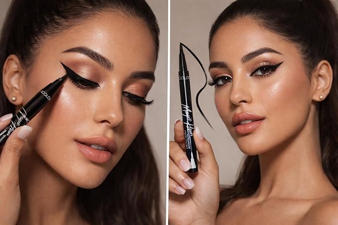 Kleancolor Magic Hour Waterproof Black Eyeliner Pen | Felt-Tip | Long-Lasting (2, Black)