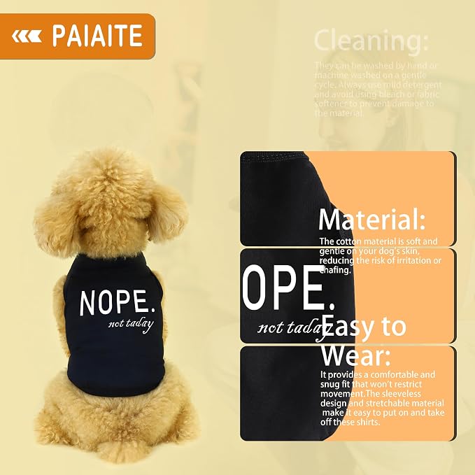 Discover Cozy Cotton Canine Wear: Soft, Lightweight, and Breathable Dog Shirt Vest with Eye-Catching Graphics(Nope not Today), Keeping Your Furry Friend Warm and Comfy! Black 4XL