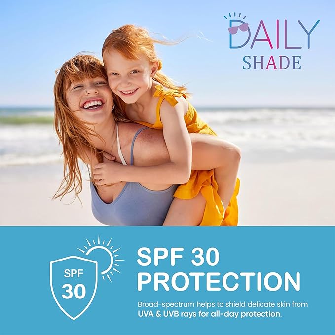 Kid's Sunscreen Starter Kit – Tinted Mineral Sunscreen for Face & Body with SPF 30, Shade Brush, Travel Bag & UV Card – Non-Nano Zinc, Reef Safe, Water Resistant & Hypoallergenic Skin Care