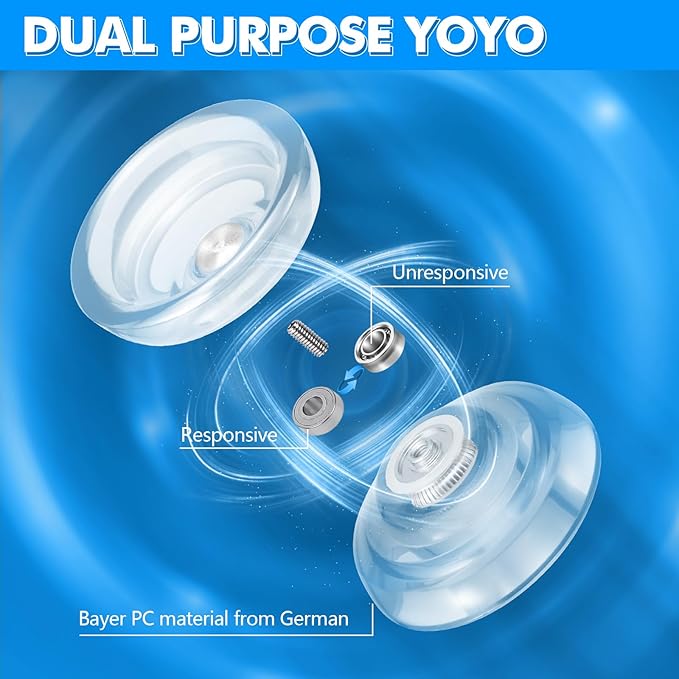 WATIEOBOO yo yo P02 Dual Mode Plastic Crystal yoyo, Responsive Yoyos Converts to Non-Responsive Yo Yo, Beginner yo-yo, and Adult Professional YoYo, Trick yoyo