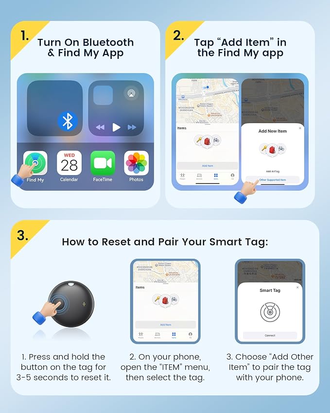 Air Tracker Tags-4 Pack, Smart Bluetooth Tracker Works with Apple Find My (iOS Only), Item Finder Key Finder with Replaceable Battery, Tracker Tag Locator for Keys, Luggage, FireWire Port Card (Black)