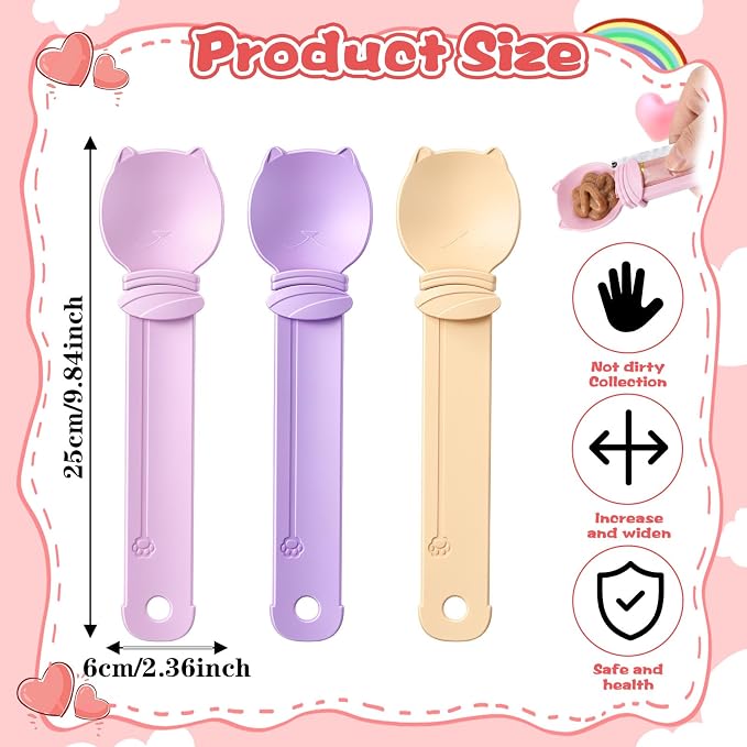 3PCS Cat Treat Spoon Lickable Cat Treat Dispenser Cats Strip Feeder Spoons for Wet Food and Liquid Snack Cats Food Dispenser for Puppies Small Pets