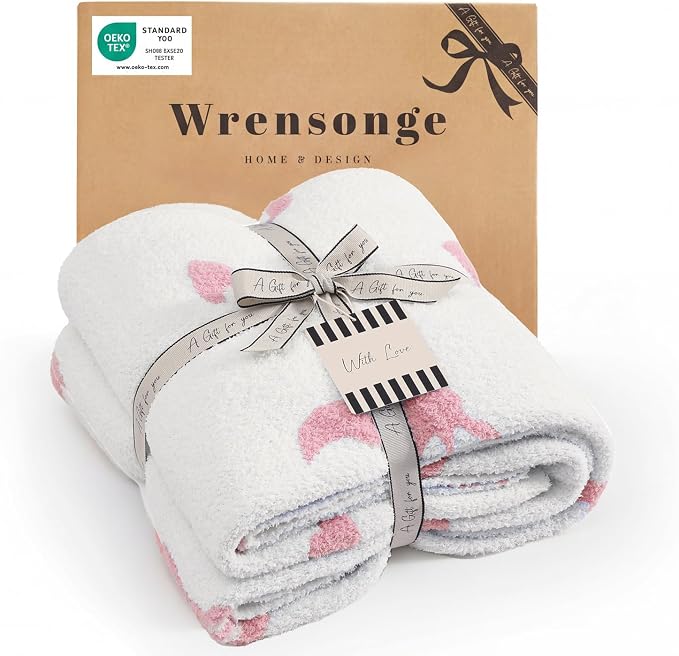 Soft Throw Blanket for Couch-Cozy Reversible Knitted Blankets | Lightweight Warm Fluffy Decor for Women, Mom, Her & Girls, Sofa, Chair, Bed, 50x60in,Bubble Bowknot Pink