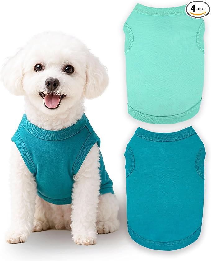 2 Pieces Chihuahua Clothes Dog Clothes for Small Dogs Girl Boy Spring Summer Puppy Soft Dog Shirt Solid Color Pet Clothing Cute Cat Cloth XXS~M (X-Small)