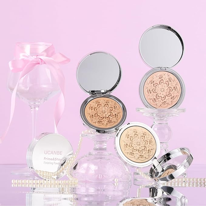 UCANBE 2-in-1 Set & Prime Pressed Setting Powder – Lightweight Foundation Coverage & Oil Control, Hydrating | Long-Lasting | Alcohol-Free | Paraben-Free | Smooth Matte Finish (Fair)