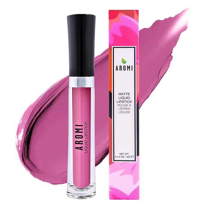 Aromi Dusty Rose Matte Liquid Lipstick | Long-lasting, Rosy Lip Color, Smudge Proof, Vegan & Cruelty-free Beauty, Day to Night, Handmade (Pink Rosette)