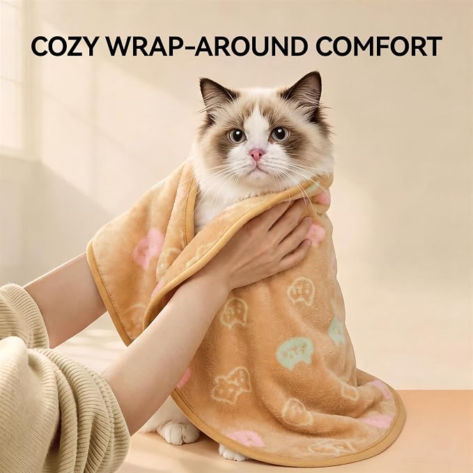 LINENLUX Dog Blankets 3-Pack, Super Soft Fluffy Fleece Pet Throw Warm | Premium flannel fleece pet throw for cat, puppy. Cozy warm for bed, crate, or couch naps; Purple/Coffee/White-3pcs 40x31 inch