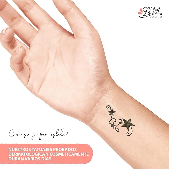 LaDot Temporary Tattoo Stamp– Easy-to-Use Reusable Ceramic Skin Stamp for Creating Custom Temporary Tattoos – Fun Body Art Tool for Parties, Events, and Festivals (Tribal Stars, Medium)