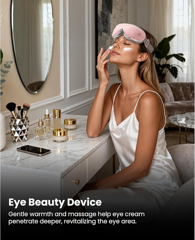 BOB AND BRAD Eye Massager FSA Eligible/HSA Eligible, EyeOasis 2 Temple Massager with Heat, Smart Eye Mask for Migraine with BT Music, Reduce Dry Eyes Improve Sleep, Christmas Gifts for Women Mom Wife