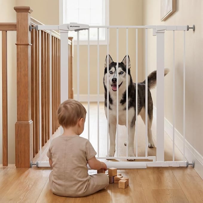 Mumeasy 36" Extra Tall Baby Gate for Stairs, 29.7-43" Auto Close Dog Gate