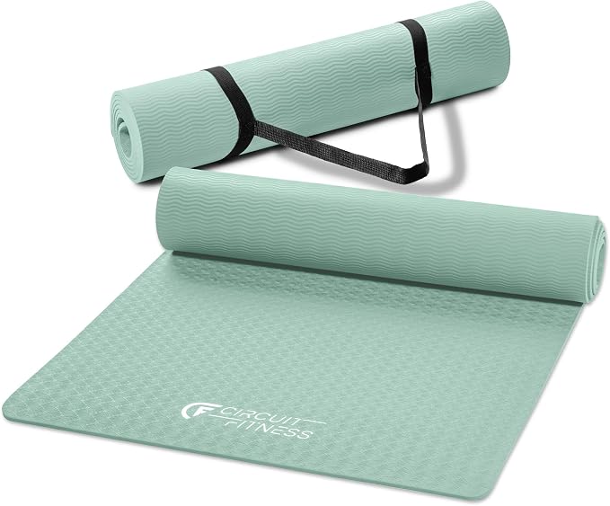 Circuit Fitness by Marcy Non-Slip Multi-Purpose Exercise Yoga Mats with Carrying Strap Multi-Thickness, Multi-Color Options