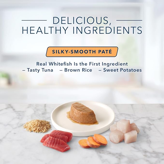 Blue Buffalo Tastefuls Whitefish & Tuna Spoonless Singles, 2.6 oz, 24 ct | Paté Style, Silky-Smooth Texture, Twin-Pack Trays