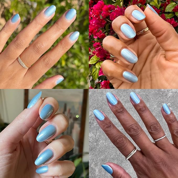 Olive & June Long Lasting Nail Polish | Spring Pastel Nails | Plump Gel-Like Finish No Lamp Needed | Lasts up to 10 days | 15-Free Vegan & Cruelty-Free Chip-Resistant |Same Day Next Year Shimmery Blue