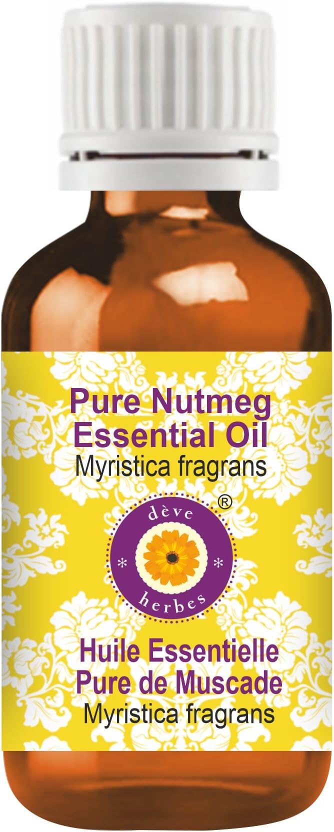 Deve Herbes Pure Nutmeg Essential Oil (Myristica fragrans) Steam Distilled 100ml (3.38 oz)