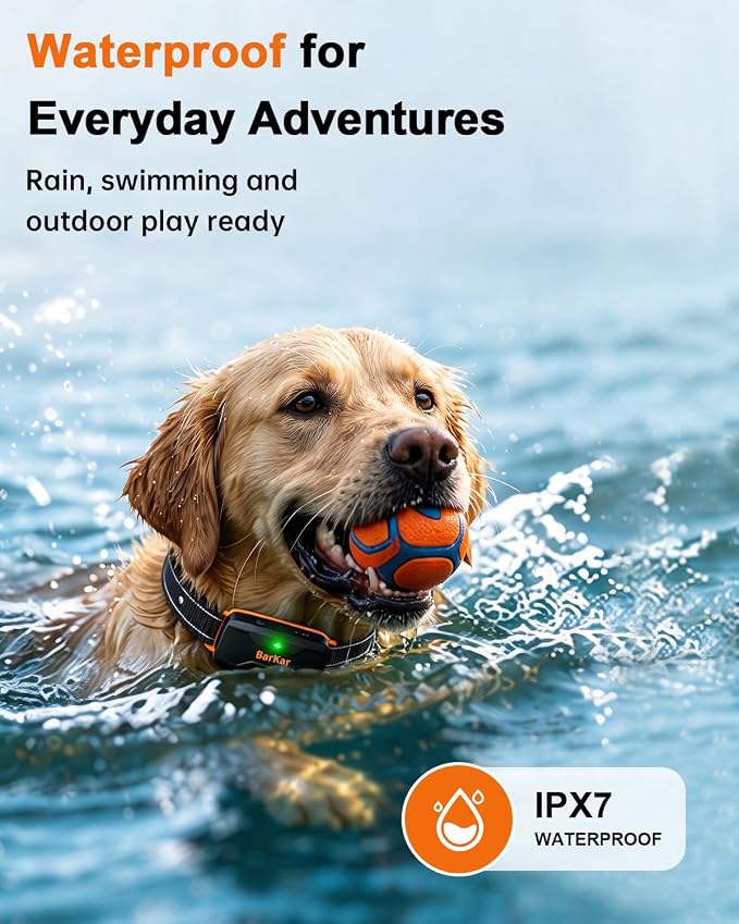 BarKar Dog Shock Collar with 4 Training Modes, IPX7 Waterproof Dog Training Collar with IPX4 Remote, 2600FT Electric Collar with Beep, Shock, Vibration & Shock Boost for All Breeds