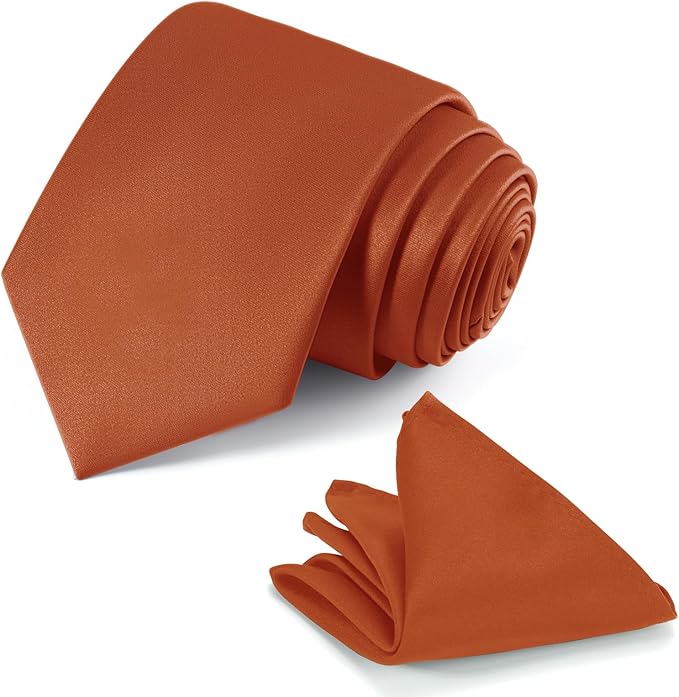 Black Tie Set in Gift Box Mens Solid Color 3.15" (8CM) Black Necktie and Pocket Square Set